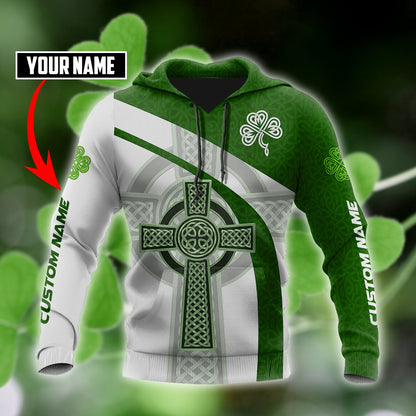 Custom name Irish Celtic Knot Cross 3D Design print shirts