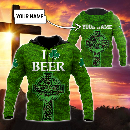 I Love Beer St.Patrick Day 3D Hoodie Shirt For Men And Women LAM