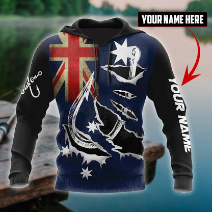 Tmarc Tee Custom name Hooked on fishing Australia design 3d print shirts
