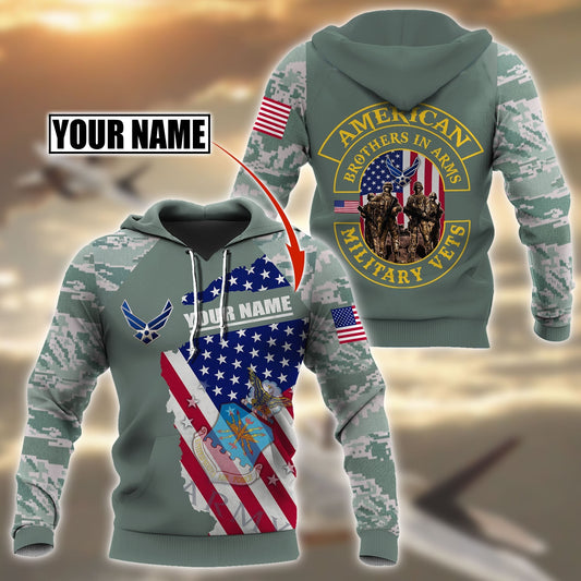 Custom name US Air Force Veteran Brothers in arms 3D print shirts Proud Military