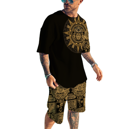 Aztec Mexican Yellow 3D All Over Printed Unisex Shirts no2