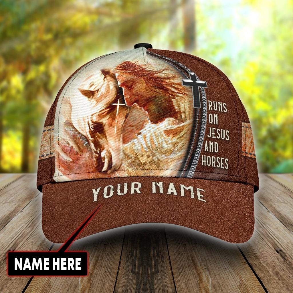 Personalized Name Rodeo Classic Cap Runs On Jesus And Horses Ver 2