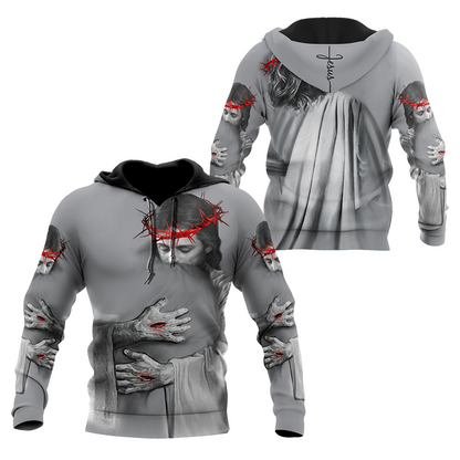 In the Arms of Lord v1 Grey Tone - Christian - 3D All Over Printed Style for Men and Women