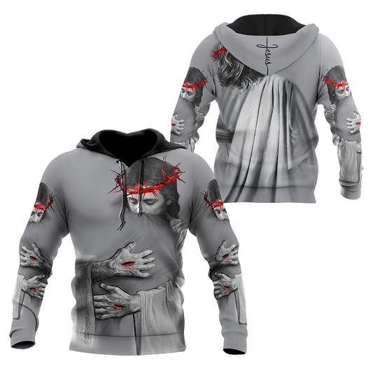 In the Arms of Lord v1 Grey Tone - Christian - 3D All Over Printed Style for Men and Women
