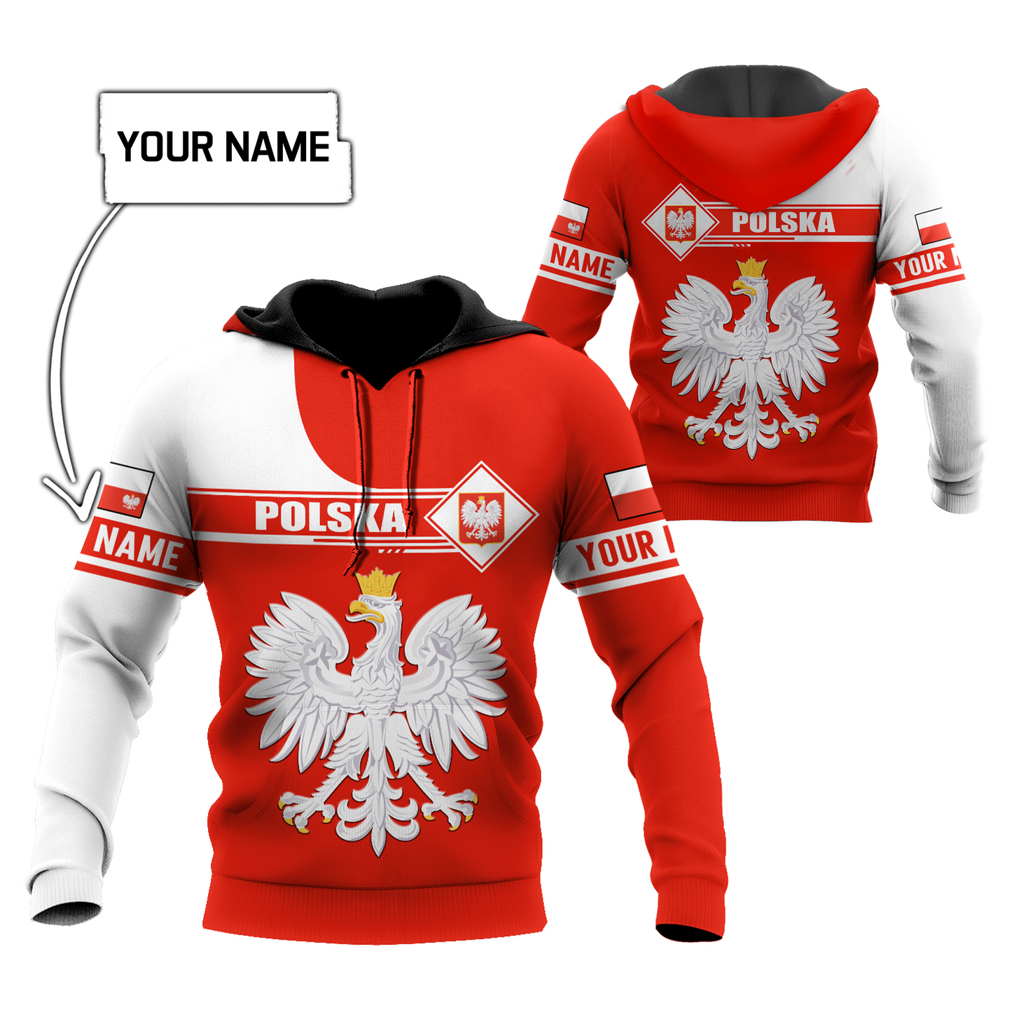 Personalized Polska 3D All Over Printed Unisex Hoodie Old