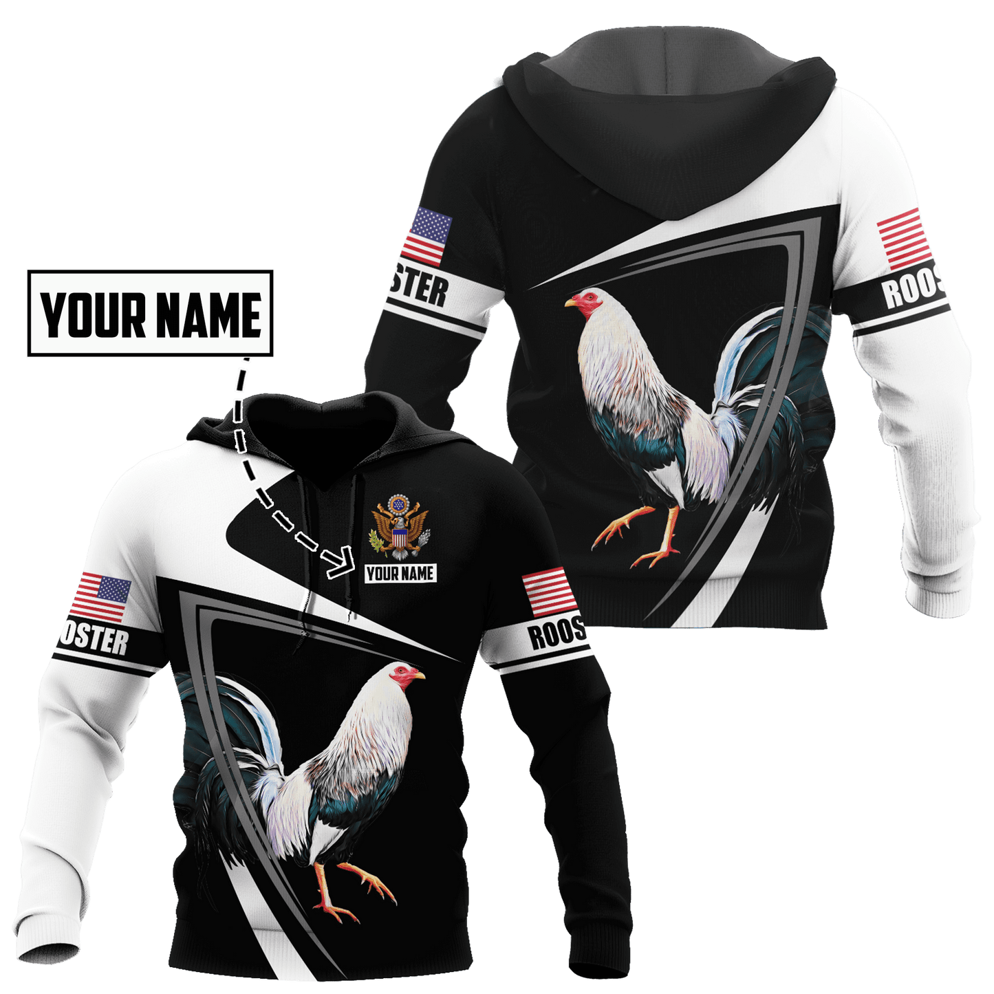Personalized Rooster 3D Printed Unisex Shirt