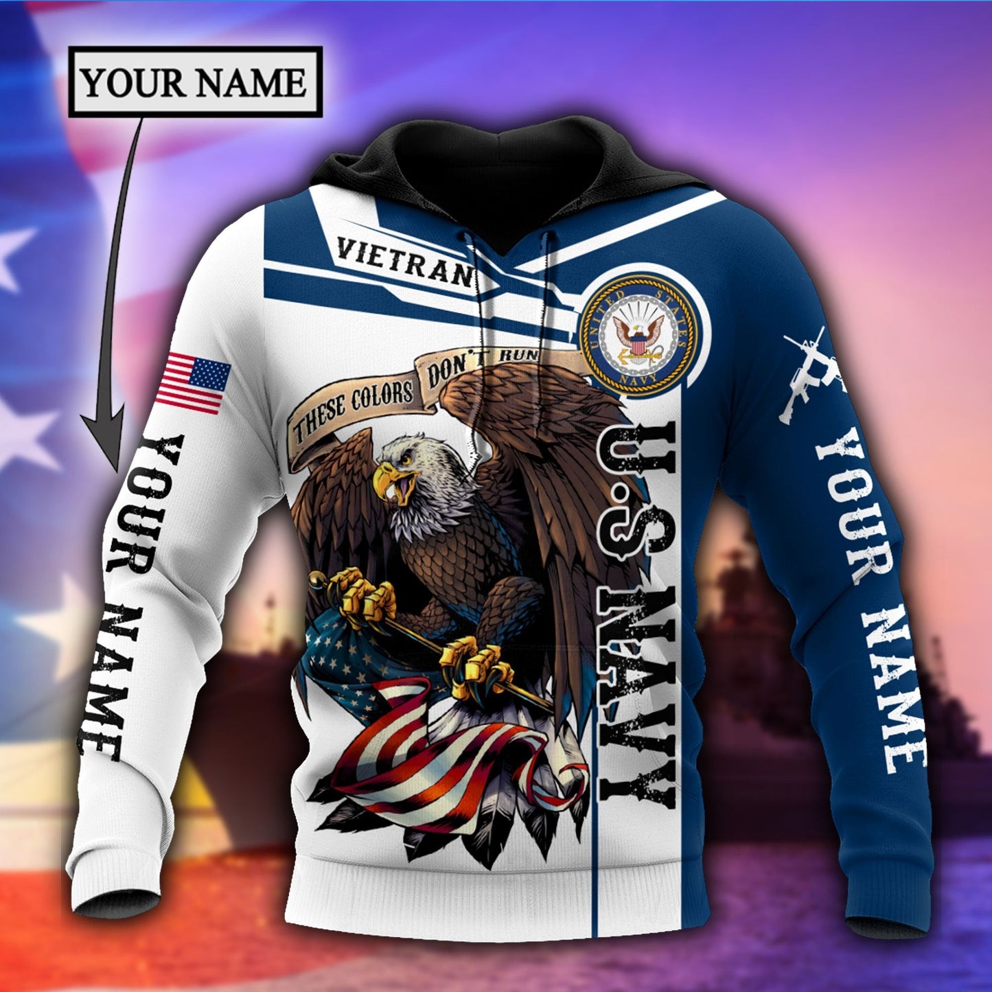 Custom name US Navy Veteran 3d printed shirts Proud Military