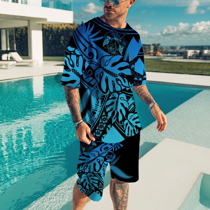 Polynesia No 17 Combo T Shirt Broad Short Tattoo And Frangipani