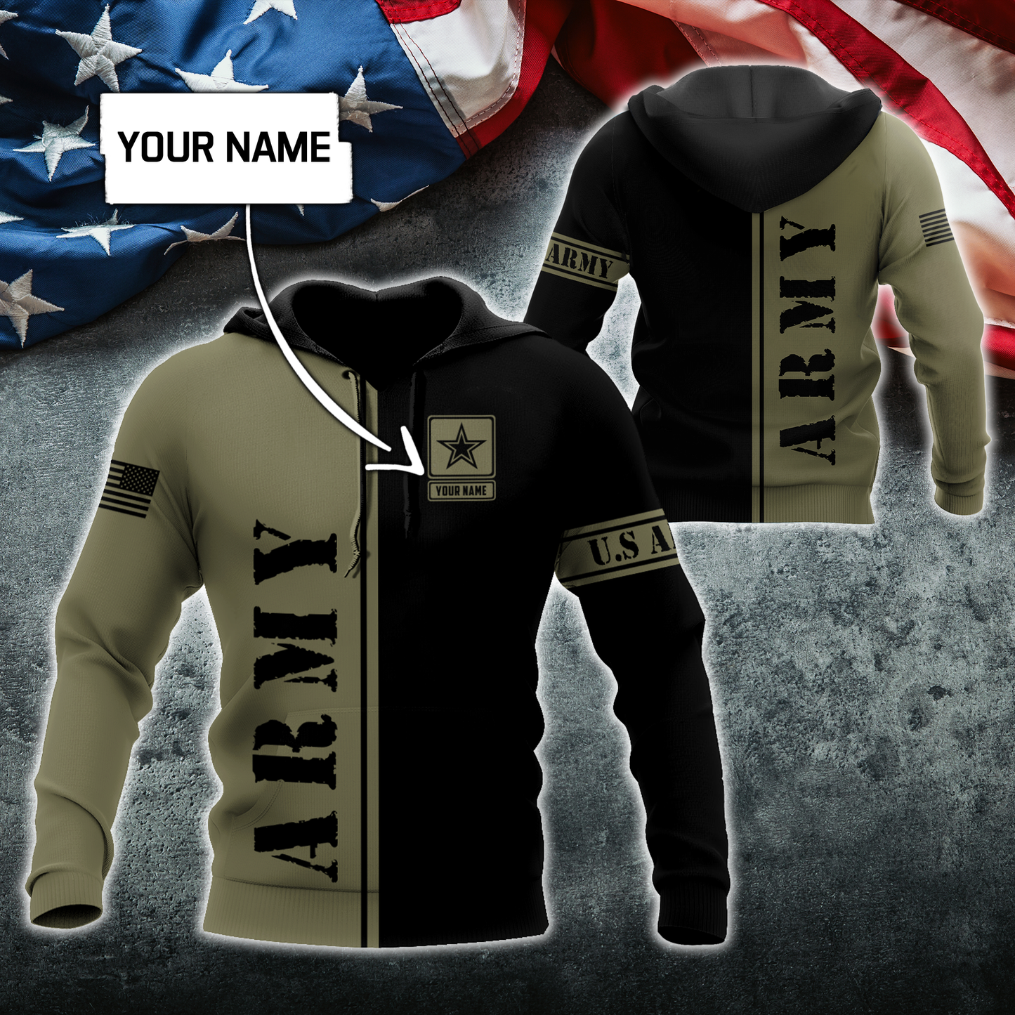 Custom name US Army Veteran Basic 3d printed shirts Proud Military