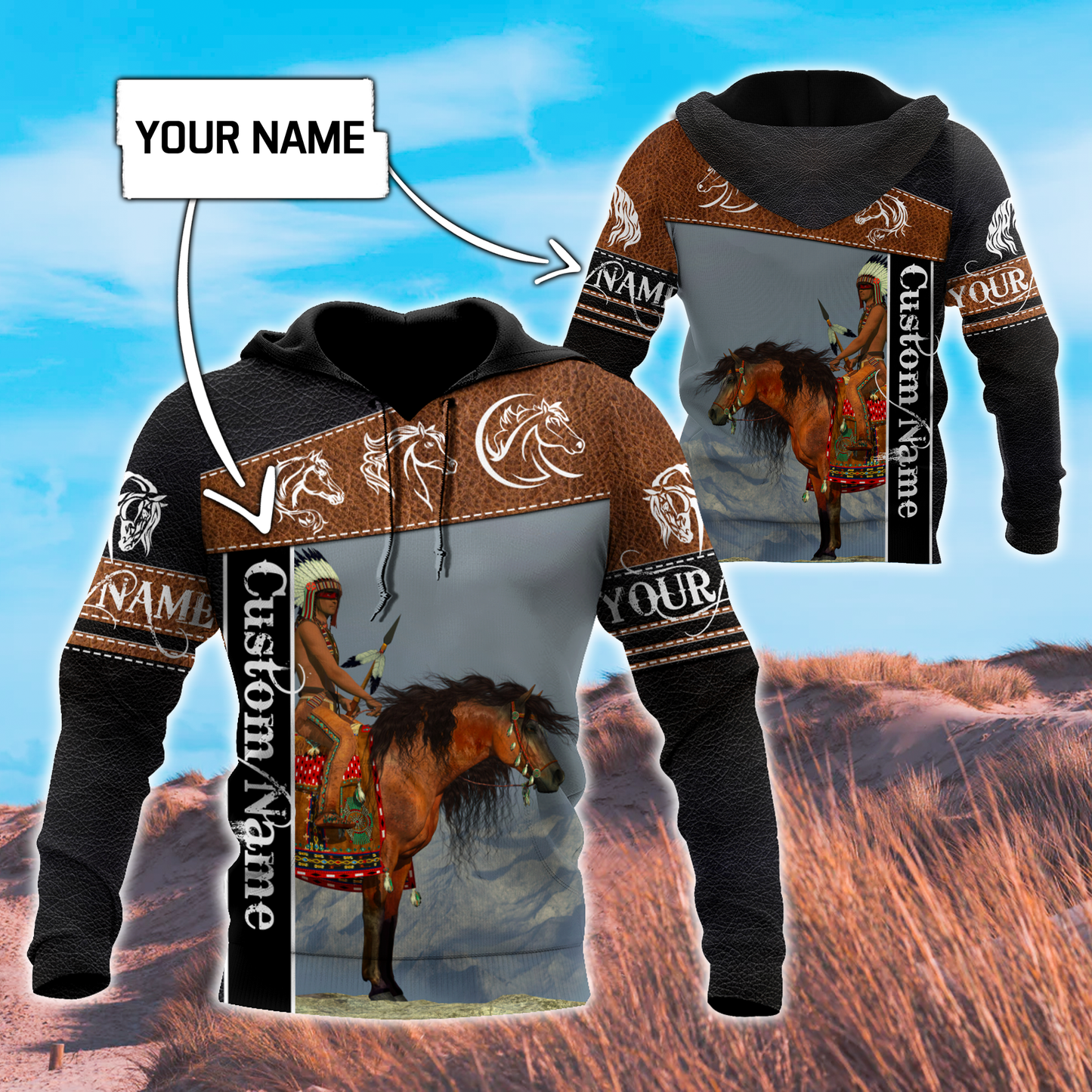 Personalized Name Native Horse 3D All Over Printed Unisex Shirts