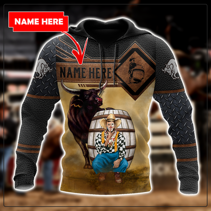 Personalized Name Bull Riding 3D All Over Printed Unisex Shirts Rodeo Clown