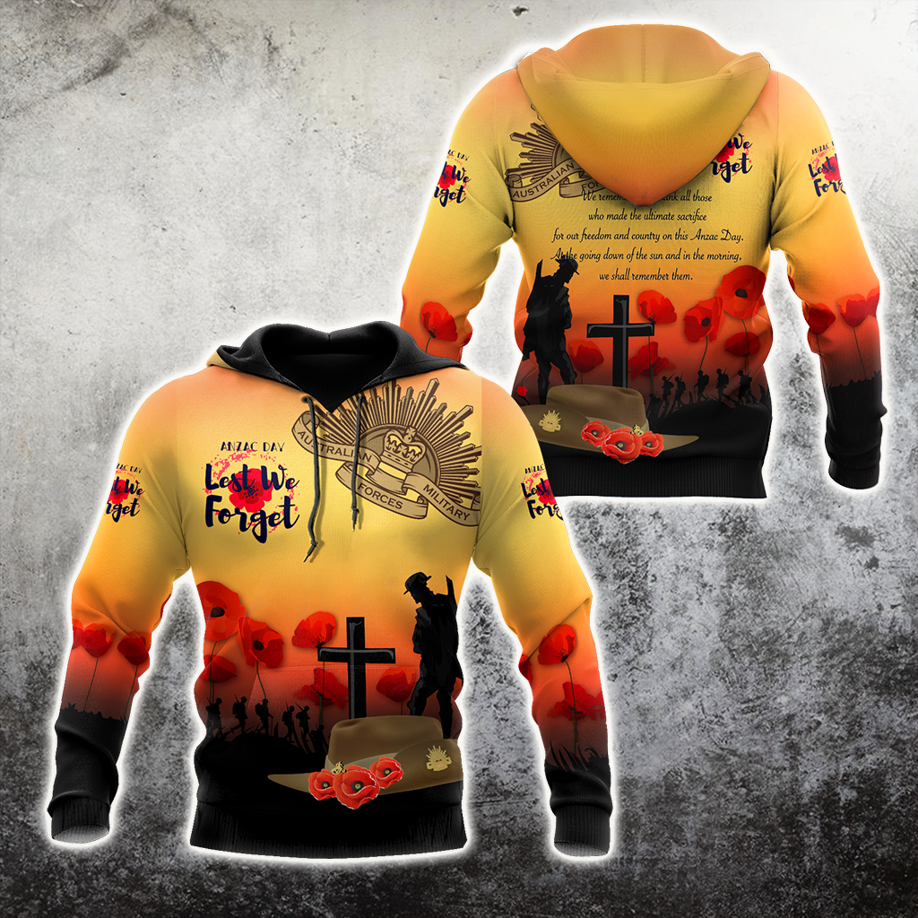 Premium Anzac Day Lest We Forget Poppy 3D Printed Unisex Shirts TN