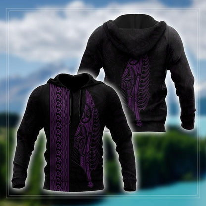 Maori Silver Fern Purple 3D All Over Printed Unisex Shirts