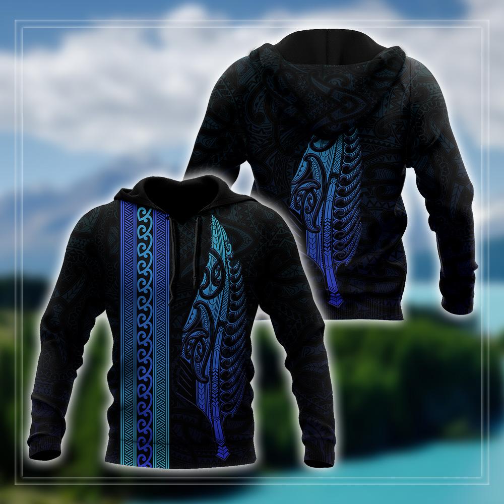 Maori Silver Fern Blue 3D All Over Printed Unisex Shirts