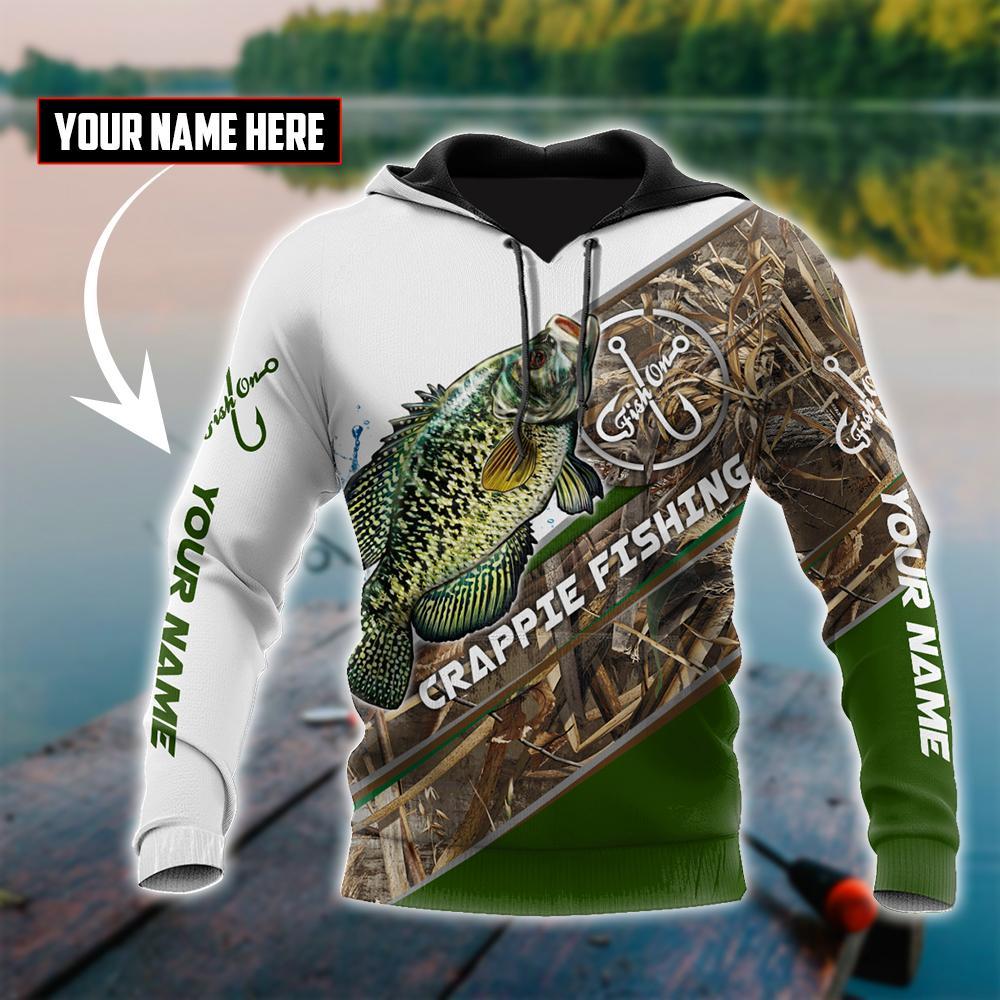 Custom name Crappie Fishing camo 3D print shirts
