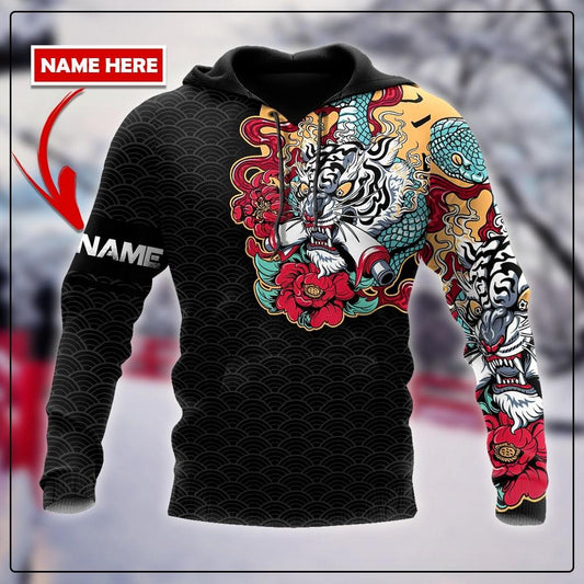 Custom Name Japanese Tiger 3D All Over Printed Unisex Shirts