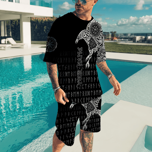 Premium Combo T Shirt Broad Short Raven Of Odin Tattoo 3D All Over Printed