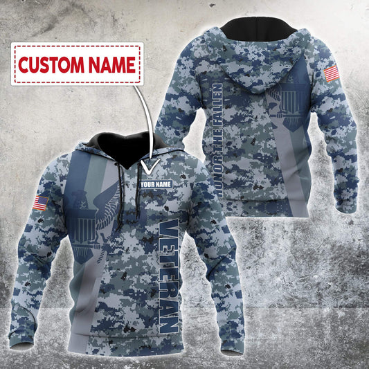 Custom name US Navy Veteran Camo 3d printed shirts Proud Military