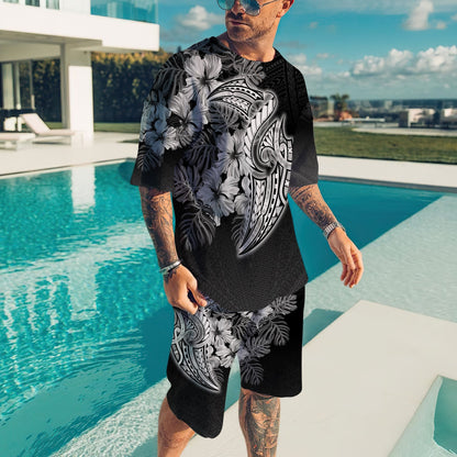 Polynesia No 13 Combo T Shirt Broad Short Tattoo And Frangipani