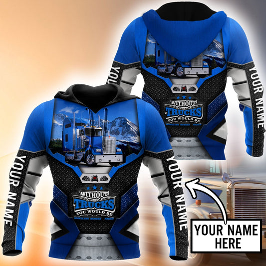 Premium Trucker Personalized Name 3D All Over Printed Unisex Shirts