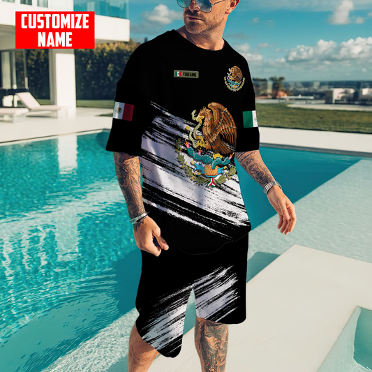 Personalized Name Mexico Combo T-shirt and Short 3D All Over Printed