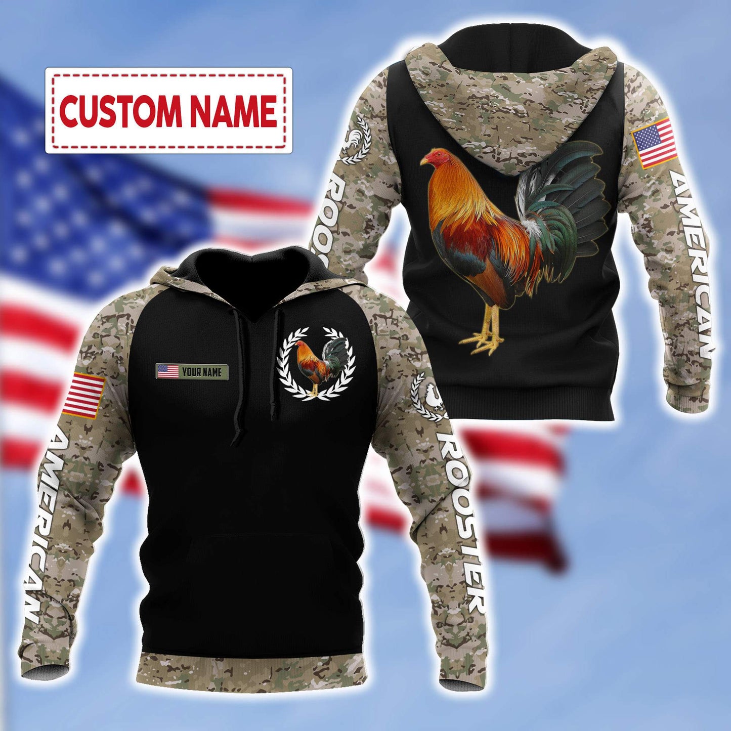 Personalized American Rooster 3D Printed Unisex Shirt