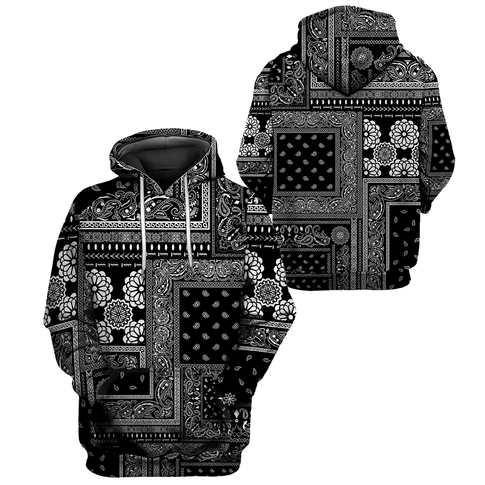 Paisley Bandana Vibe with Black White tone Street Style 3D All Over Printed