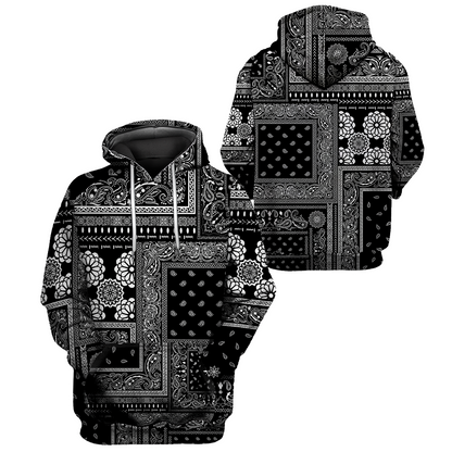 Paisley Bandana Vibe with Black White tone Street Style 3D All Over Printed