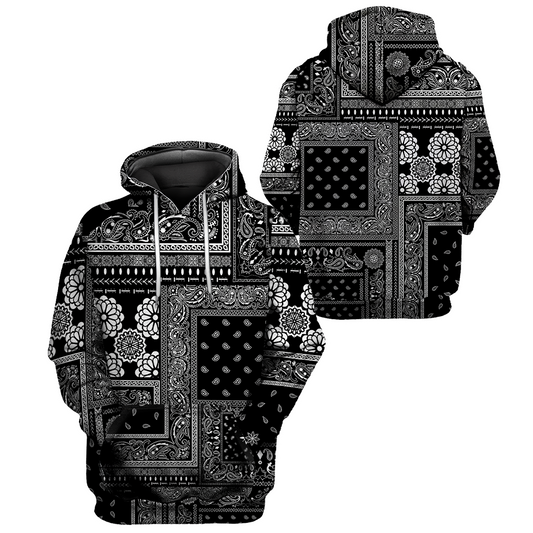 Paisley Bandana Vibe with Black White tone Street Style 3D All Over Printed