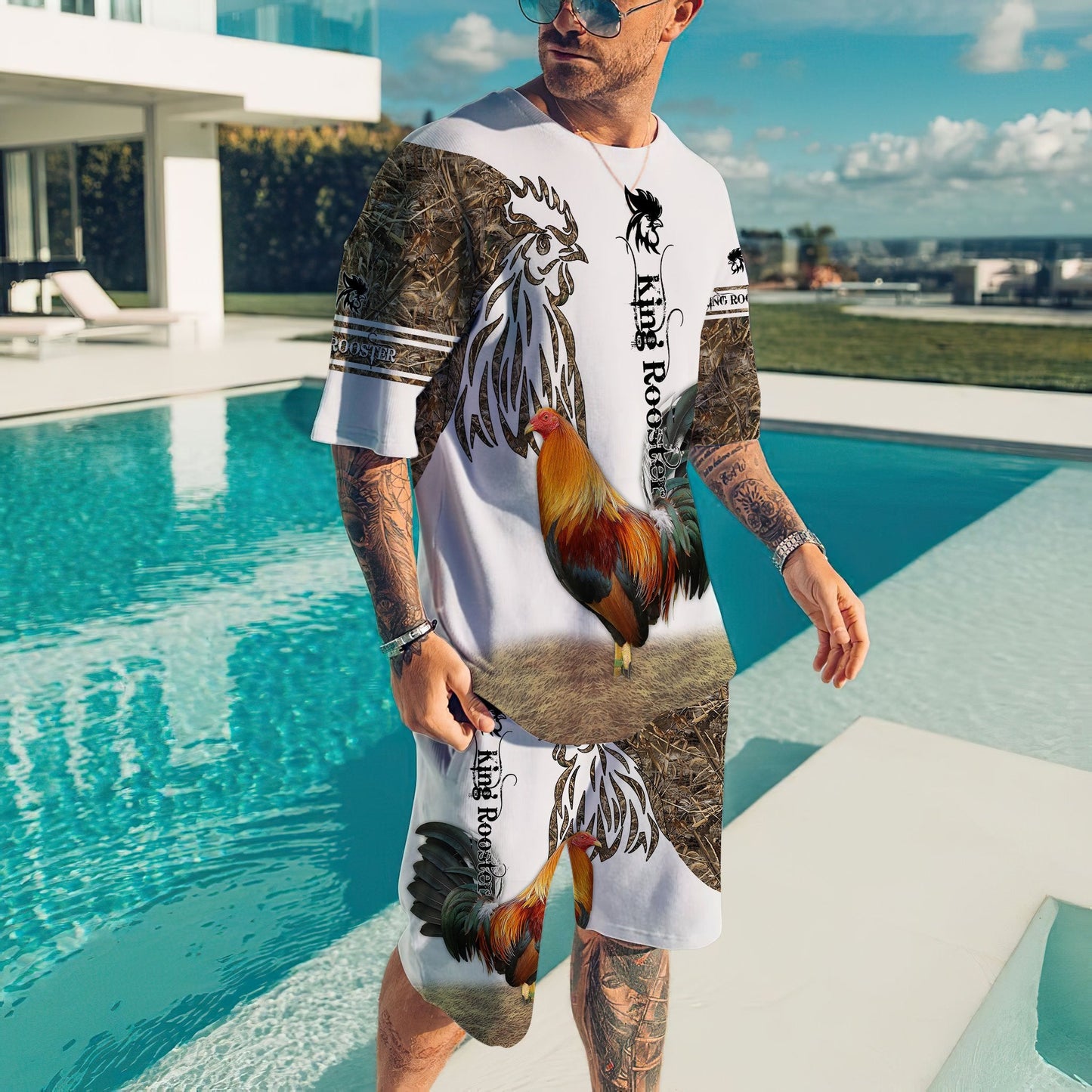 Personalized Rooster Combo T Shirt Board Short HHT23042105