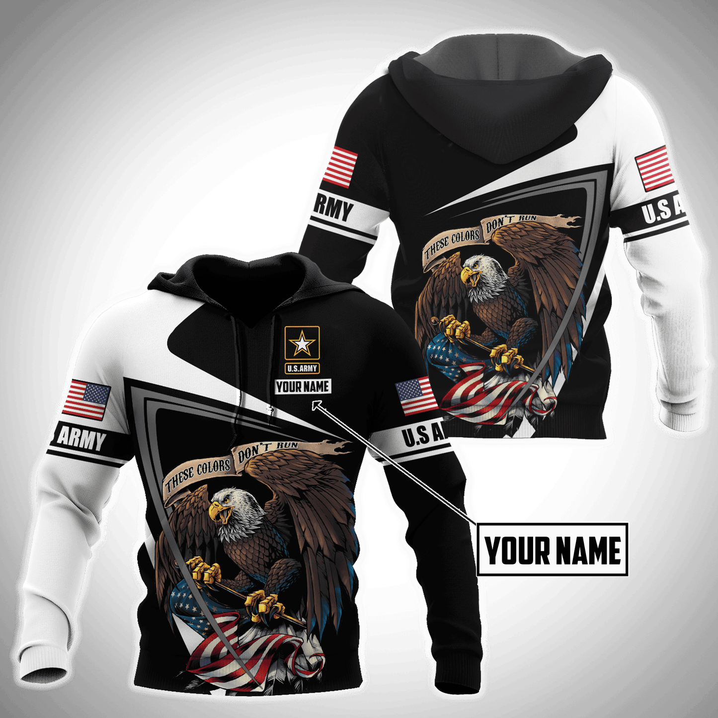 Custom name US Army Veteran 3D printed shirts Proud Military