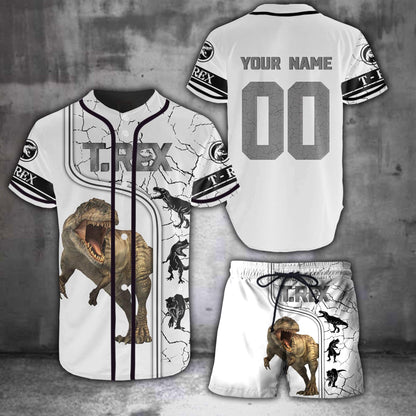 Dinosaurs T.rex Personalized Name and Number Combo Baseball shirt and Short