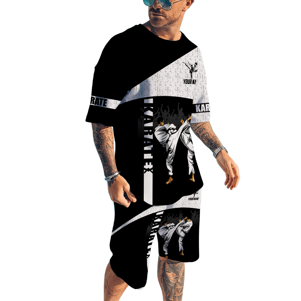 Customize Name Karate Combo T-Shirt And Board Short