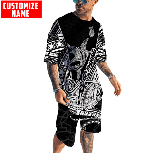 Polynesia No 22 Combo T Shirt Broad Short Go Fishing Personalize