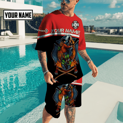 Customize Name Firefigher Combo T-Shirt / Board Short