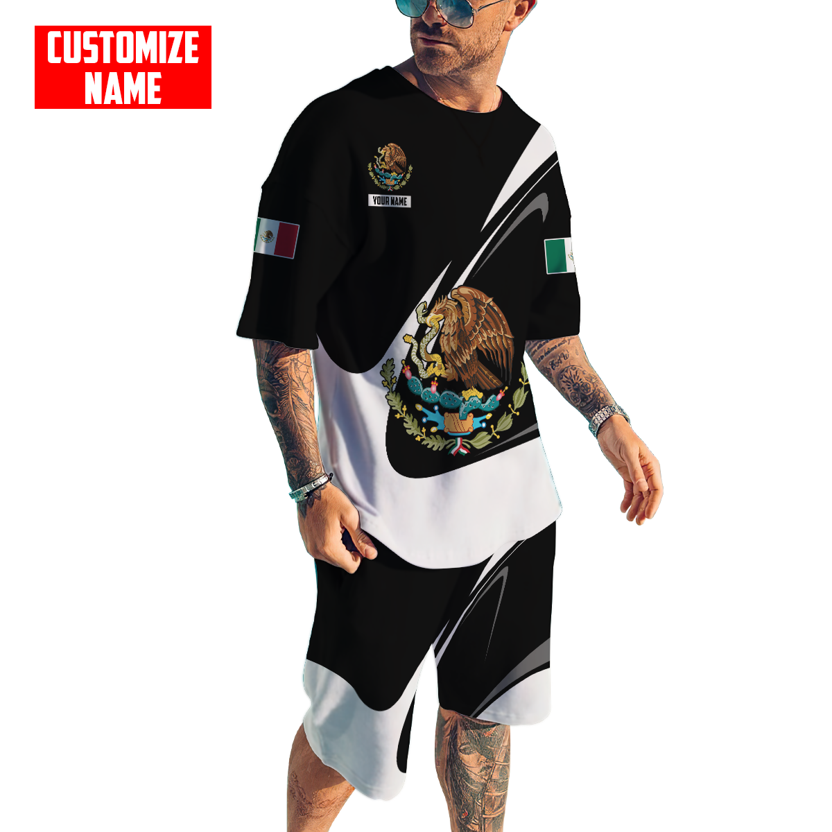 Personalized Name Mexico Combo T-shirt and Short 3D All Over Printed