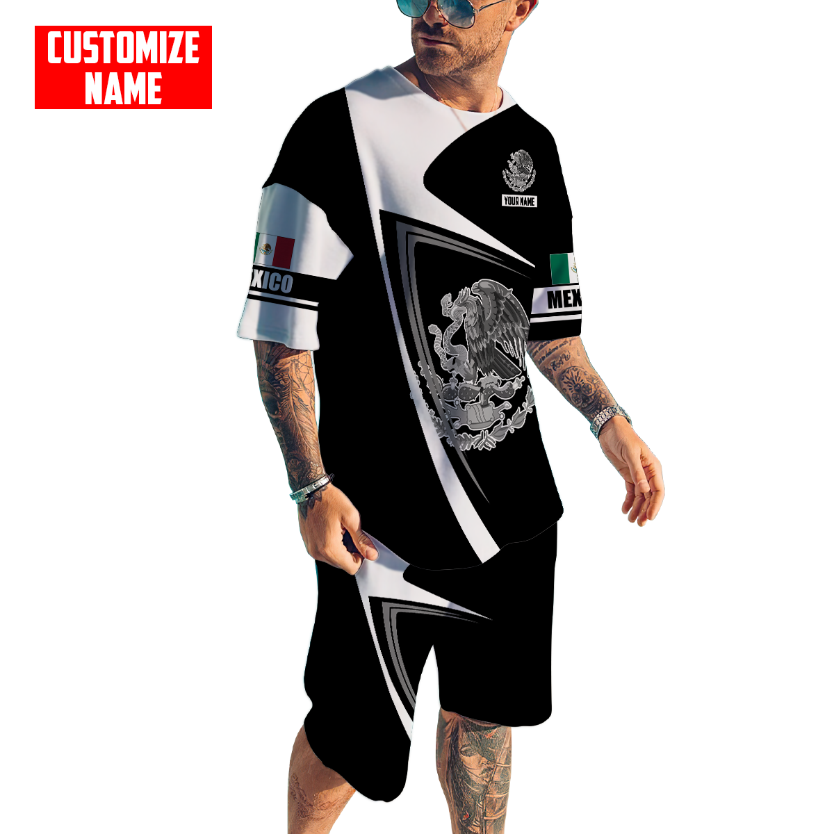 Personalized Name Mexico Combo T-shirt and Short 3D All Over Printed