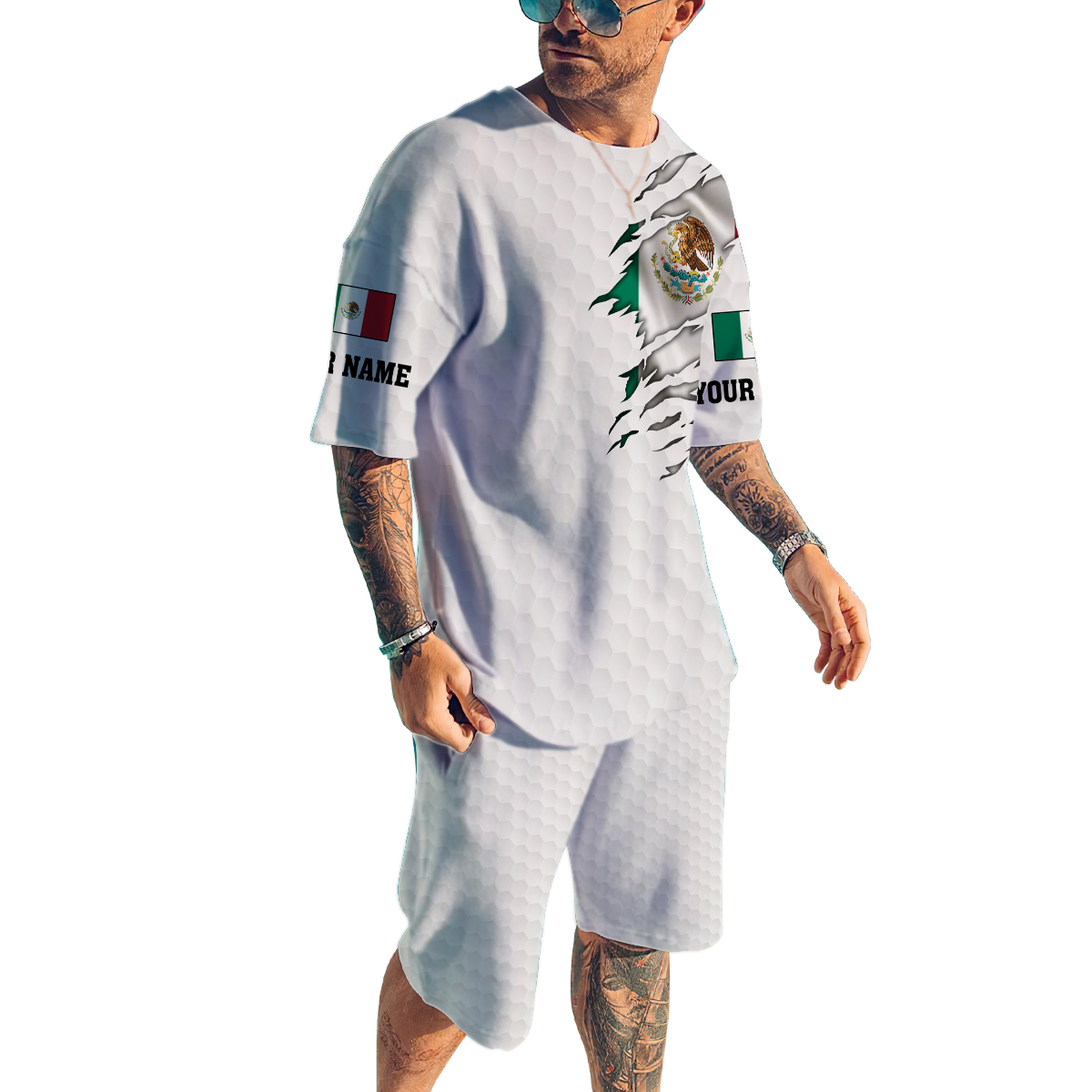 Personalized Name Mexico Combo T-shirt and Short 3D All Over Printed