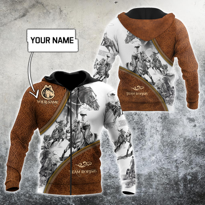 Personalized Name Bull Riding 3D All Over Printed Unisex Shirts Team Roping Zipper