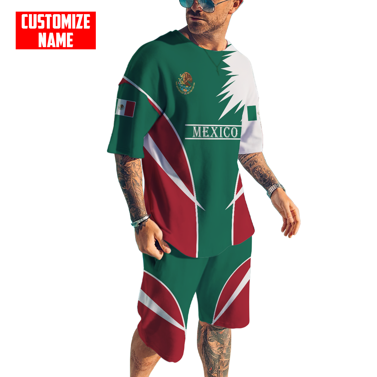 Personalized Name Mexico Combo T-shirt and Short 3D All Over Printed