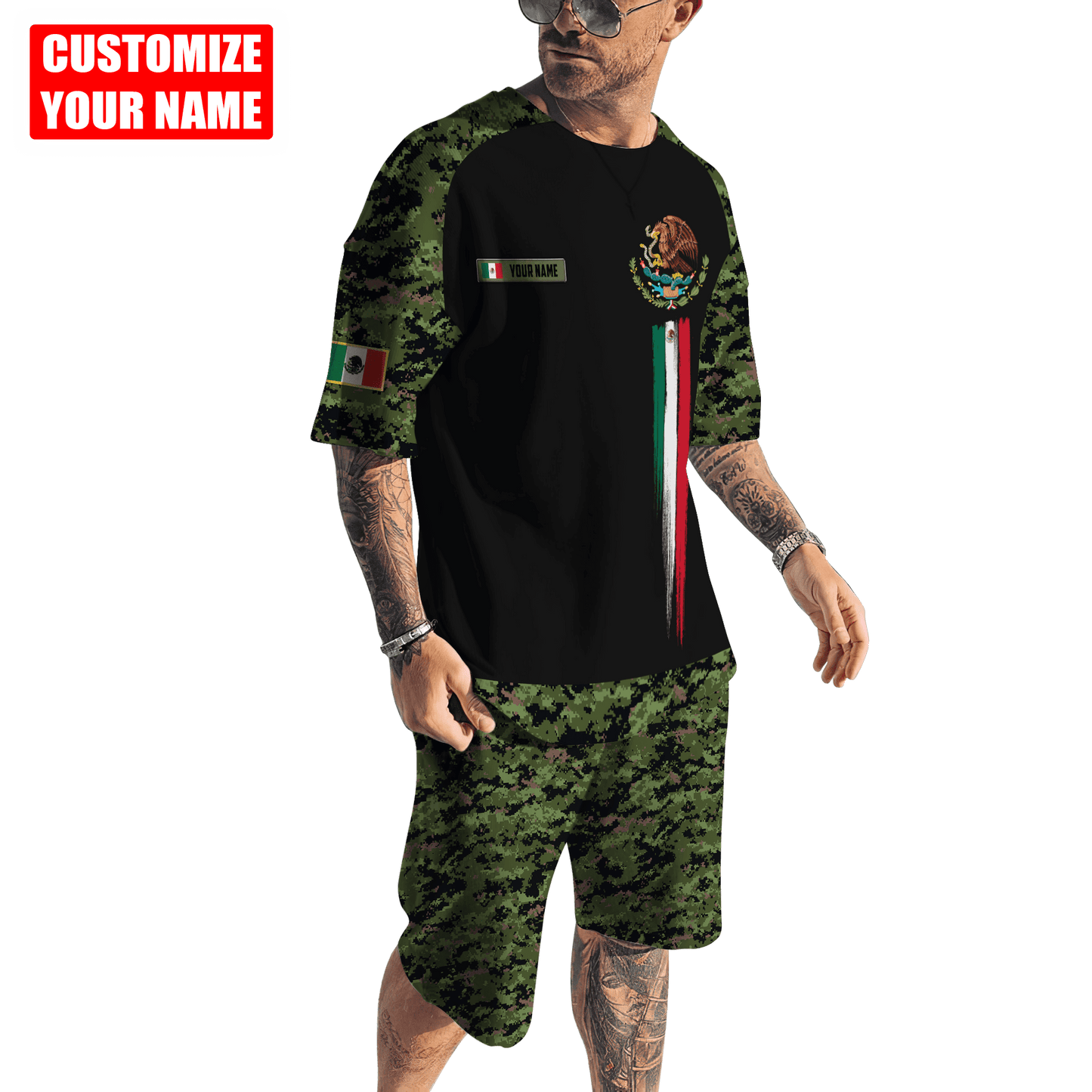 Personalized Name Mexico Combo T-shirt and Short 3D All Over Printed