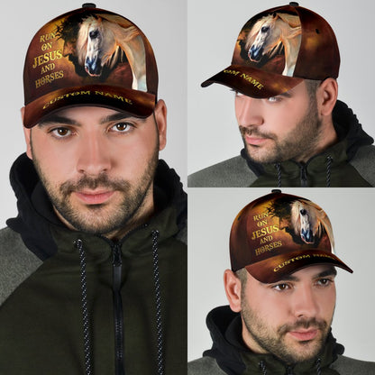 Personalized Name Rodeo Classic Cap Runs On Jesus And Horses Ver 4