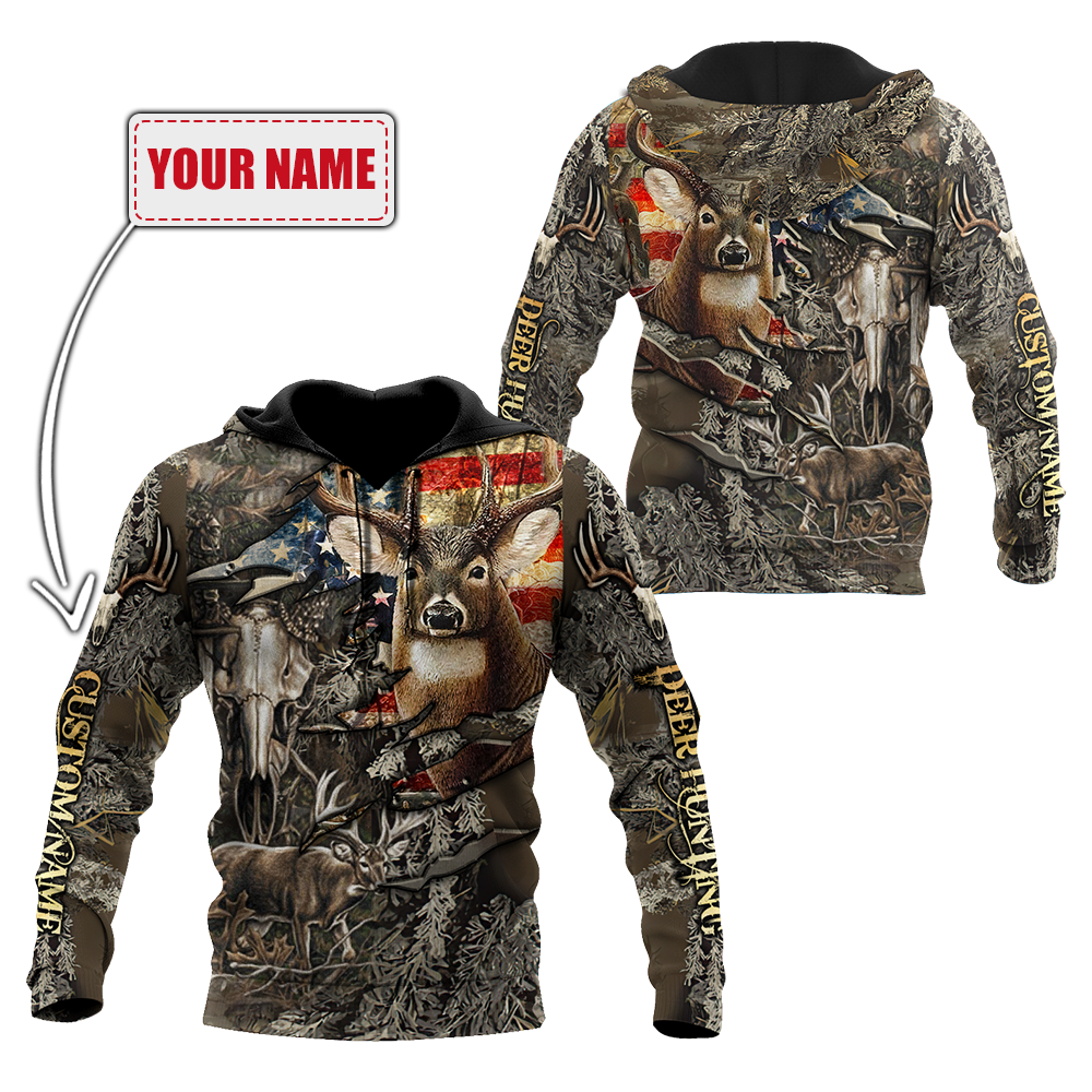 Deer Hunting Personalized Name 3D All Over Printed Shirts