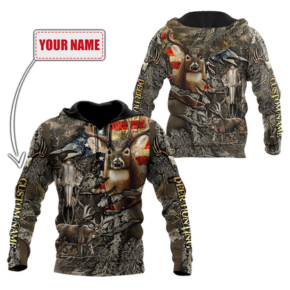 Deer Hunting Personalized Name 3D All Over Printed Shirts