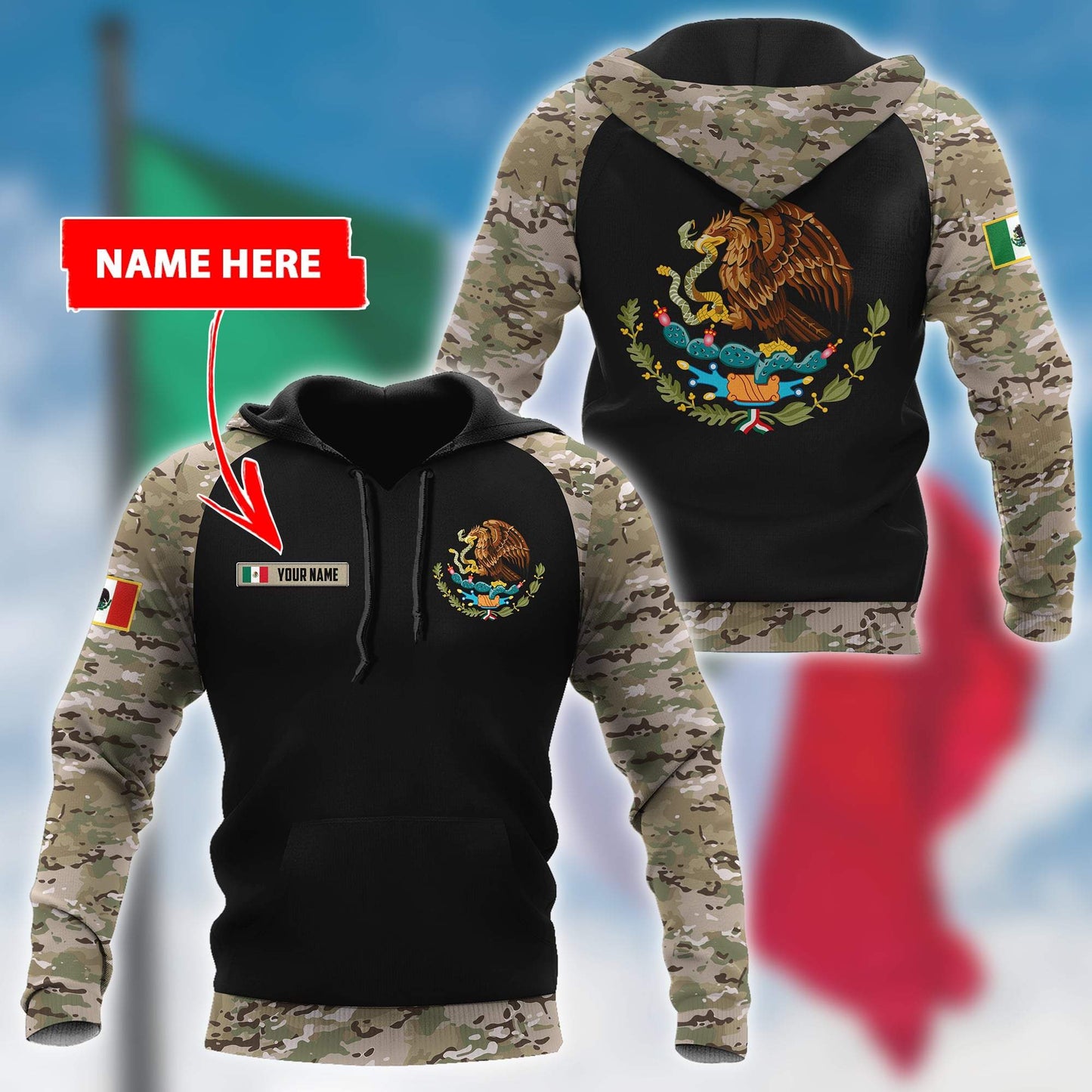 Mexico Coat Of Arms no02 Personalized Name 3D Unisex Shirts