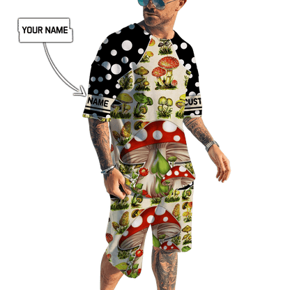 Customize Name Mushroom Hippie Combo T-Shirt And Board Short