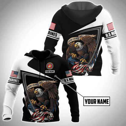 Custom name US Marine Corps Veteran 3D printed shirts Proud Military