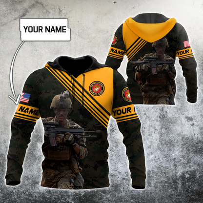 American US Marine Over Printed Unisex Deluxe Hoodie ML