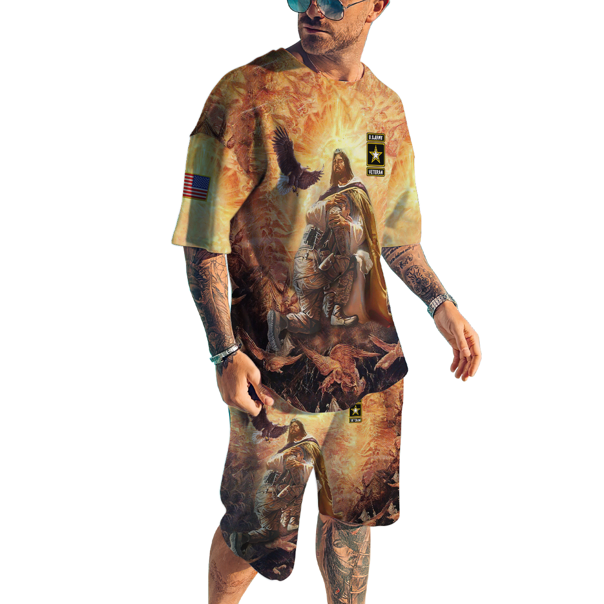 US Army Veteran Jesus 3D All Over Printed Unisex Shirts