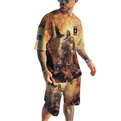 US Army Veteran Jesus 3D All Over Printed Unisex Shirts